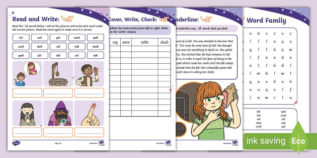 Word Family '-ell' Work Sheets (teacher made) - Twinkl