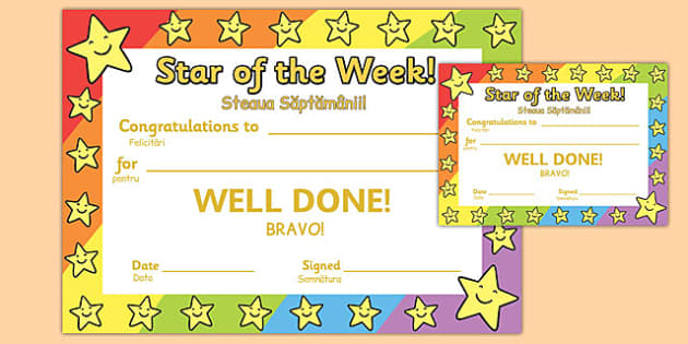 Star of the Week Romanian Translation (teacher made)