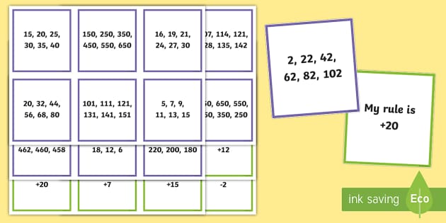 Number Pattern Rule Matching Cards (teacher made) - Twinkl