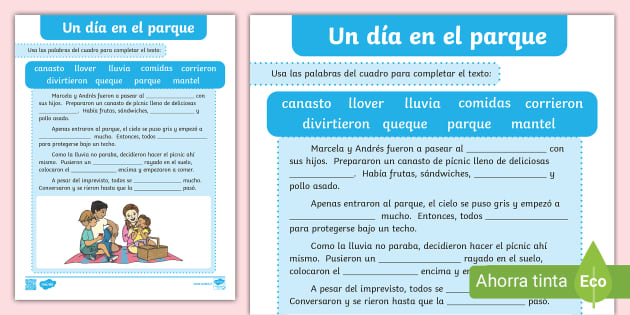 Hoja De Trabajo Completar El Texto Teacher Made Twinkl