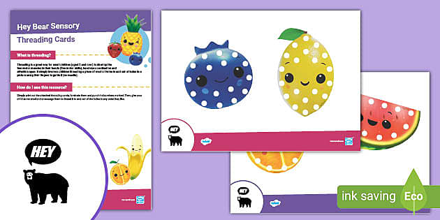 FREE! - Hey Bear Sensory: Threading Cards (teacher made)