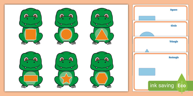 2D Shape Dinosaur Sort and Match (Teacher-Made) - Twinkl