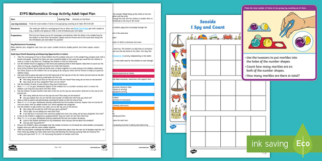 EYFS Maths: Seashells on the Seashore Group Activity Adult Input Plan and