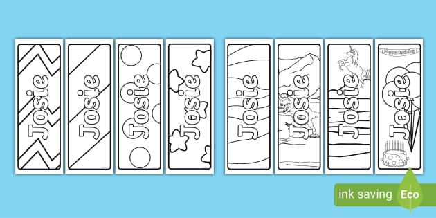 FREE! - Josie Name Simple Colouring Bookmarks (teacher made)