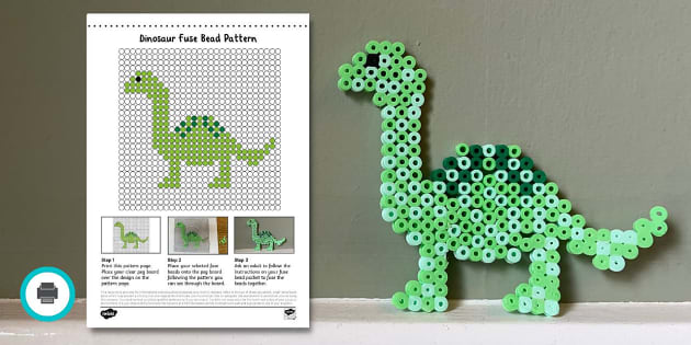 * NEW * Dinosaur Fuse Bead Pattern | Dinosaur Crafts