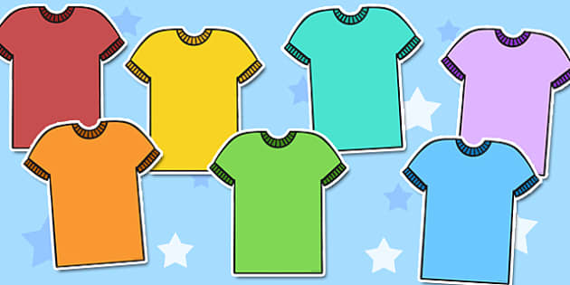 Blank Colourful T-Shirt Display Cut-Outs - Twinkl