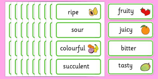 Free Fruit And Vegetable Descriptive Word Cards 5441