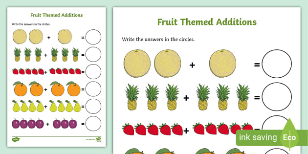 Fruit Themed Addition Sheet (teacher made) - Twinkl