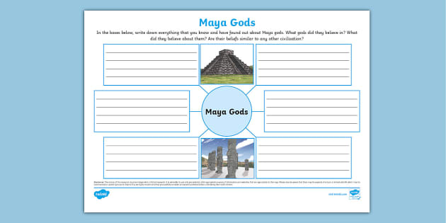 Maya Gods Facts Mind Map (teacher made) - Twinkl