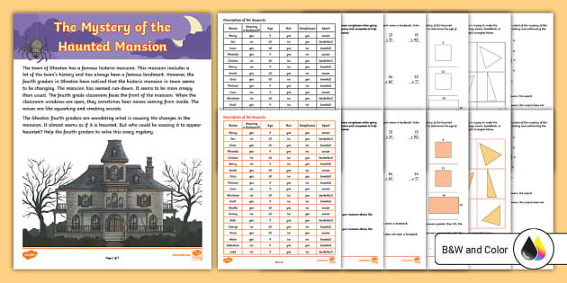 Fourth Grade The Mystery of the Haunted Mansion Math