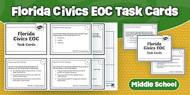 Civics EOC SS Task Cards | Florida NGSSS Test Prep