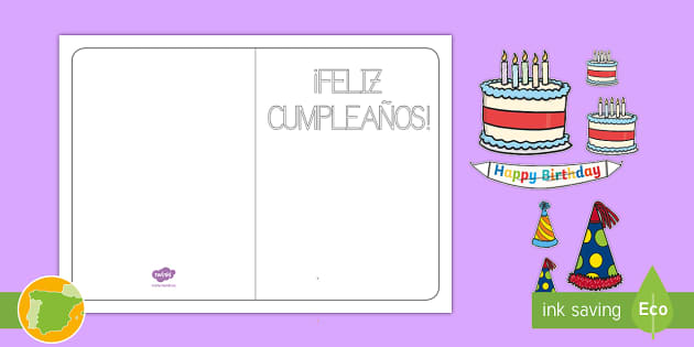Imprime y colorea esta bonita tarjeta de feliz cumpleaños
