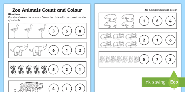 Zoo Animals Counting Worksheet / Worksheet (teacher made)