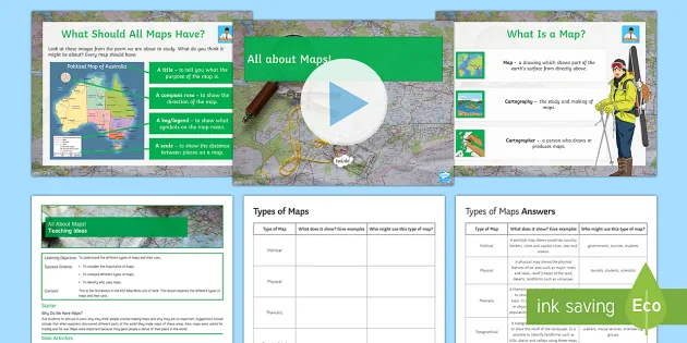 Different Types Of Maps Worksheets Map Skills: All About Maps! Lesson Pack (Teacher Made)