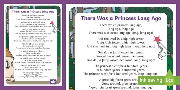 There Was a Princess Long Ago Nursery Rhyme Display Poster