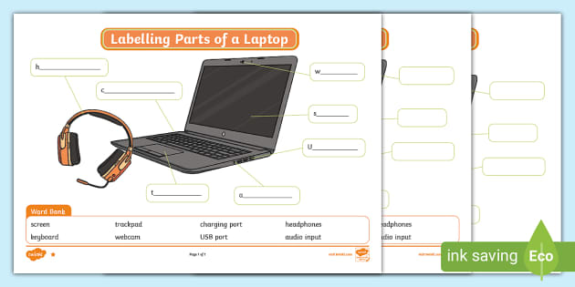 KS1 Labelling a Laptop Activity Sheet (teacher made)