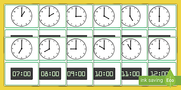 24 Hour Digital Clock Flash Cards Teacher Made Twinkl