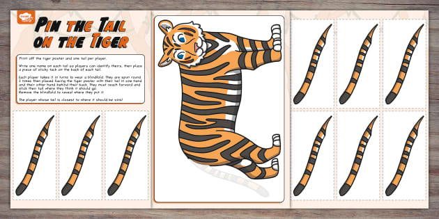 Pin The Tail On The Tiger Printable Game Twinkl Party