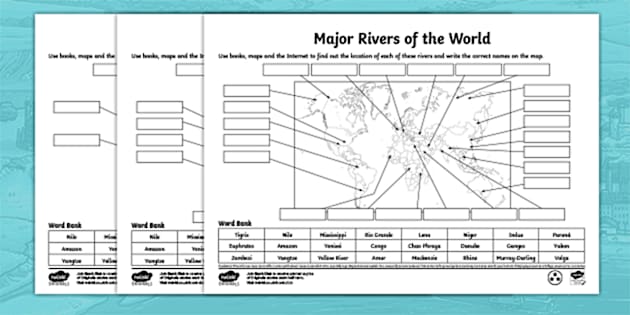 Major Rivers of the World Worksheet