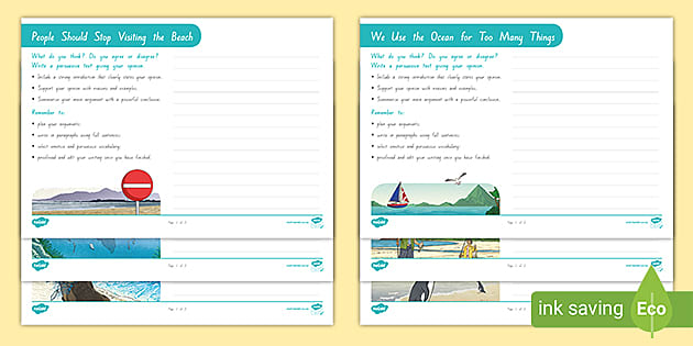 human impact on our oceans persuasive writing worksheets