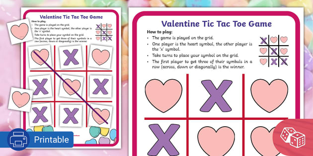 FREE Editable No Print Tic Tac Toe Template - Valentines Themed