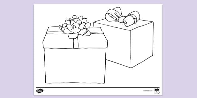 Christmas Gift Coloring Pages 2 | Purple Kitty