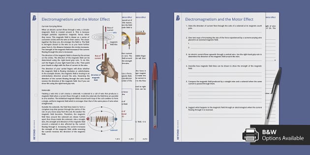 Electromagnetism And The Motor Effect Reading Comprehension