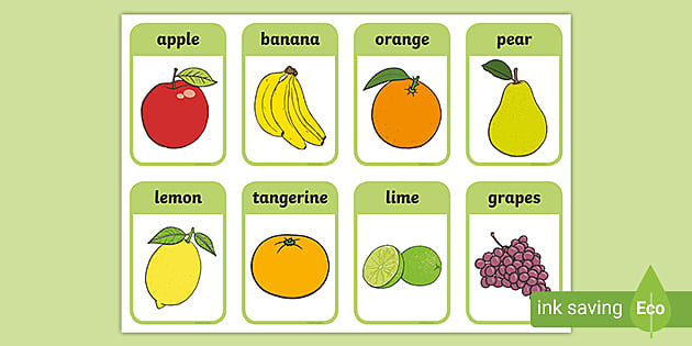 Animals Body Parts Fruit & Vegetable Flash Cards. Toddlers First 100 Words 