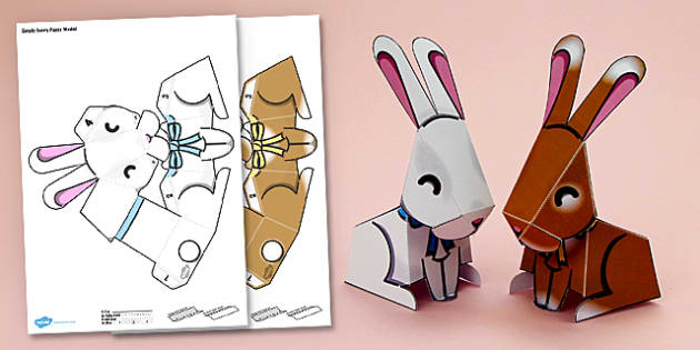 Two Adorable Bunnies 3D Papercraft World Sculpture Kit 