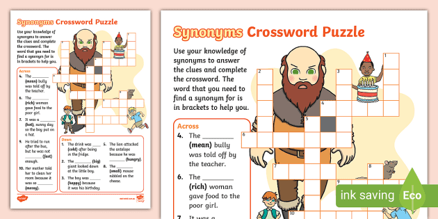 Synonym Activity - Printable Puzzle Center