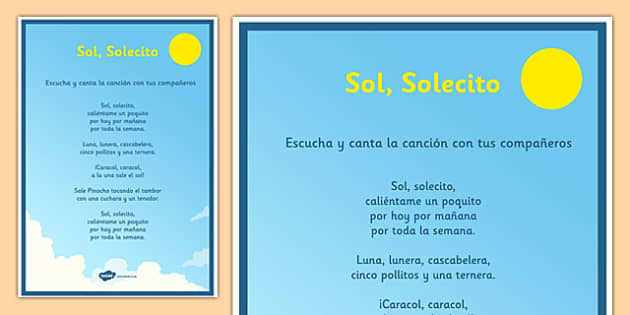 Cancion Sol Solecito Poster Teacher Made