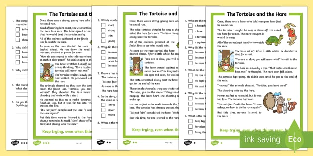 The Tortoise and the Hare Reading Comprehension Questions