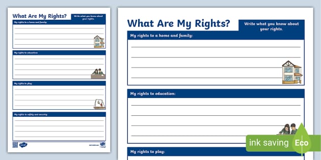 My Rights Worksheet (teacher made) - Twinkl