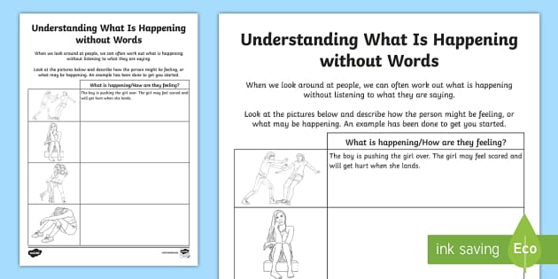 Understanding What Is Happening without Words Worksheet