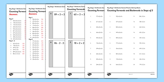 Count Forwards and Backwards in 2s - KS1 Arithmetic Worksheet