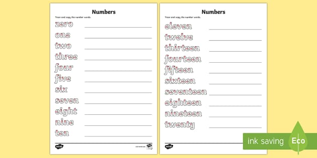 English numbers worksheets  Grammar printables for kids