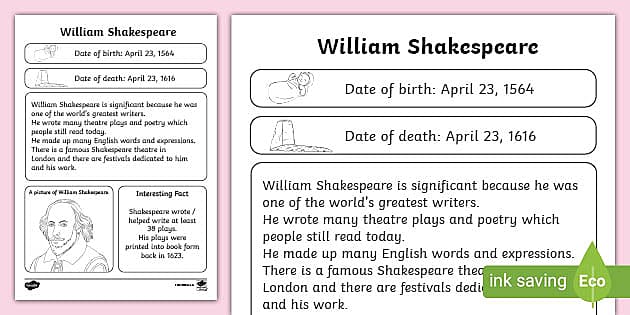 KS1 Shakespeare Fact File