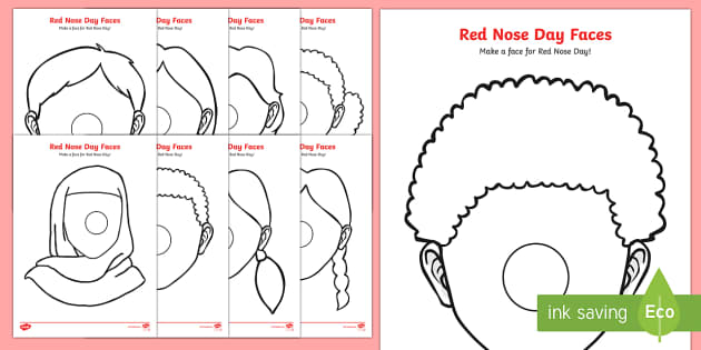 FREE! - Face Template Activities - Red Nose Day Colouring Resources