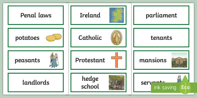 Eighteenth-Century Ireland Word Cards (Teacher-Made)