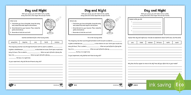 Day and Night Worksheet