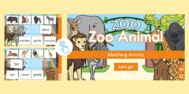 Zoo Animal Interactive Matching Game (teacher made) - Twinkl