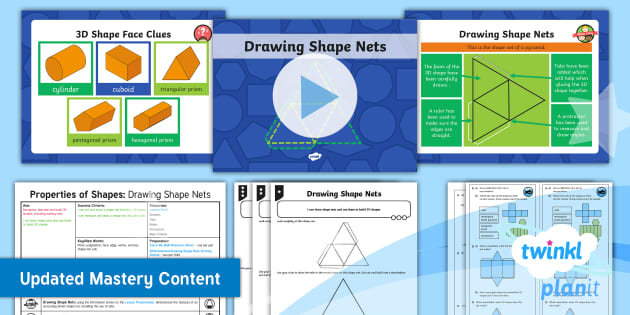 Y6 Maths Mastery Lesson Pack Nets of 3D Shapes - Twinkl