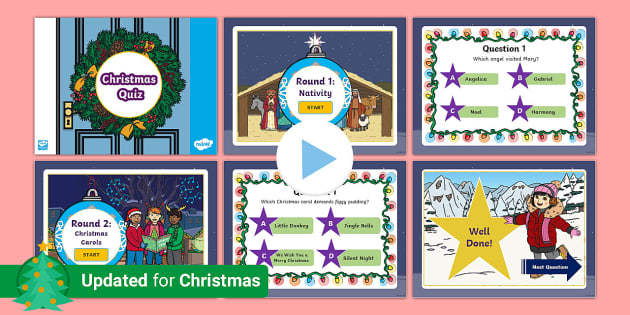 Christmas Themed Think Quick Game Christmas Trivia Game 