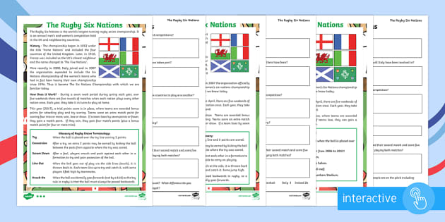 The Six Nations Rugby Championship: Activities for Children