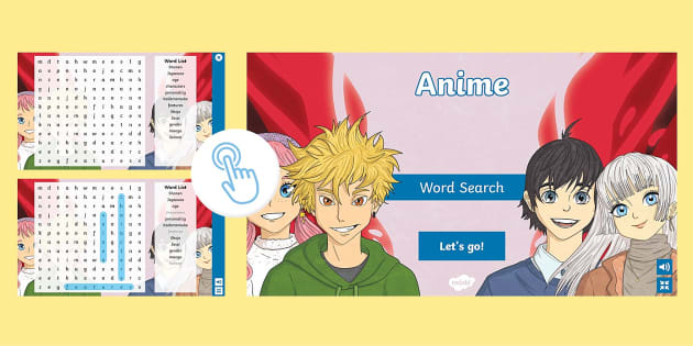Anime Word Search - Interactive Resource - CfE - Twinkl