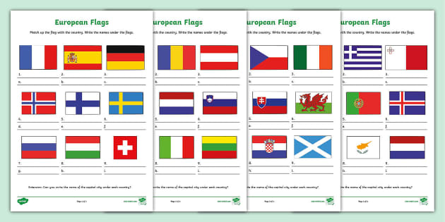 European Flag Worksheets