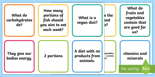 KS1 Healthy Eating Key Facts Matching Cards (teacher made)