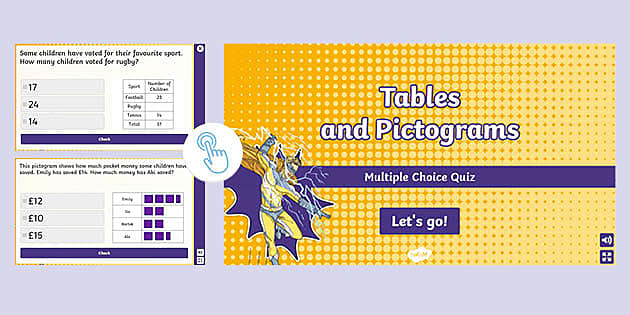 👉 Tables and Pictograms Multiple Choice Quiz - KS2 Revision