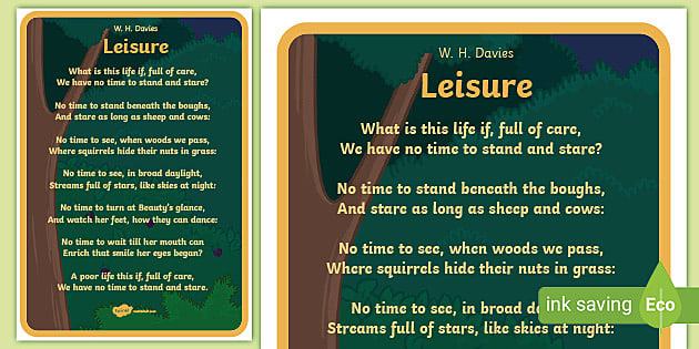 Leisure Poem W H Davis Display Poster - Twinkl