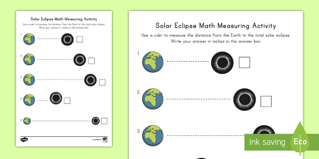 Solar Eclipse Math Measuring Worksheet / Worksheet